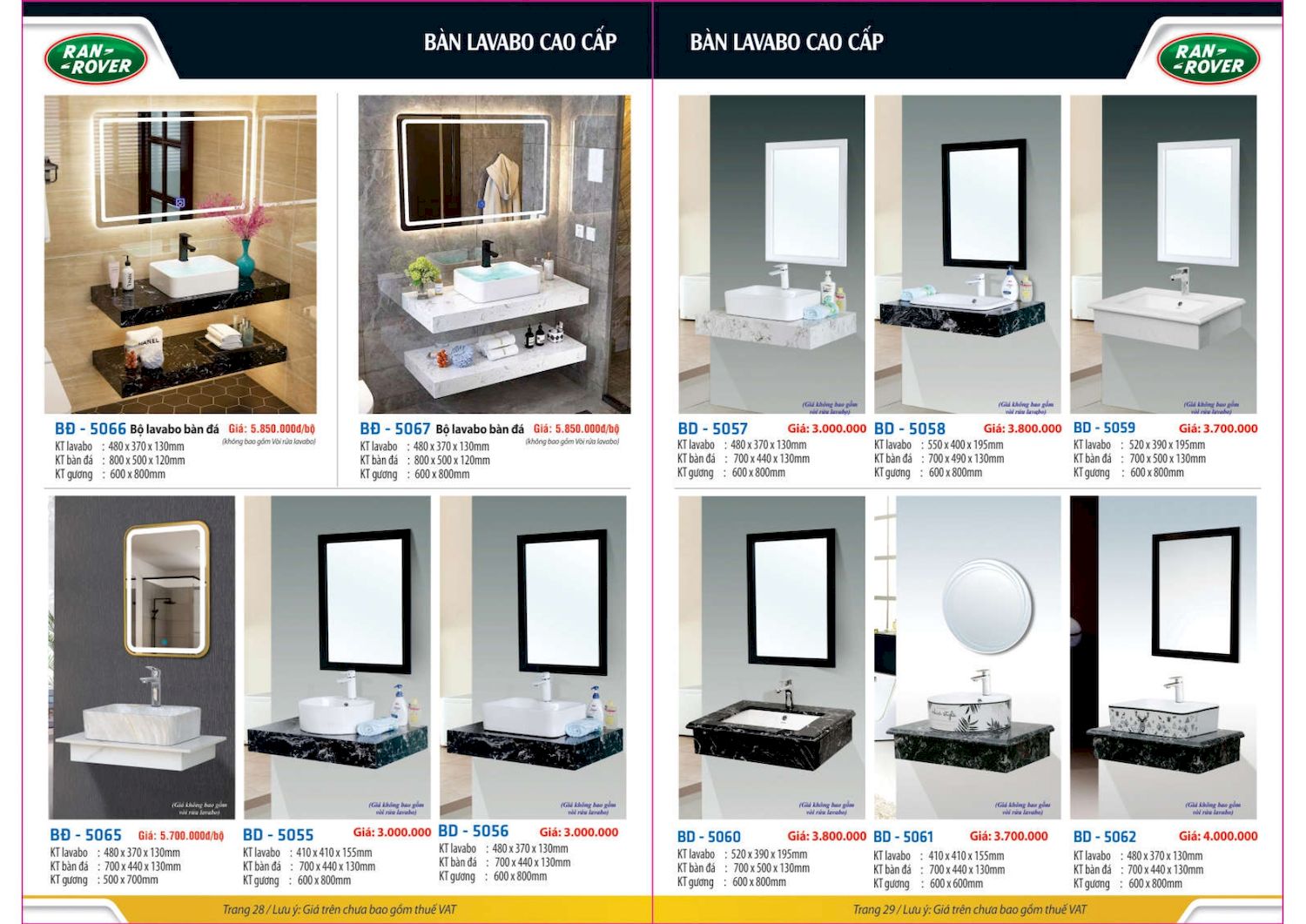 Thiết bị vệ sinh RANROVER Catalogue và Bảng giá mới nhất /Page 15